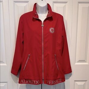 Alfredo Versace Red Zip Up‎ Windbreaker Jacket Size S/M See Measurements